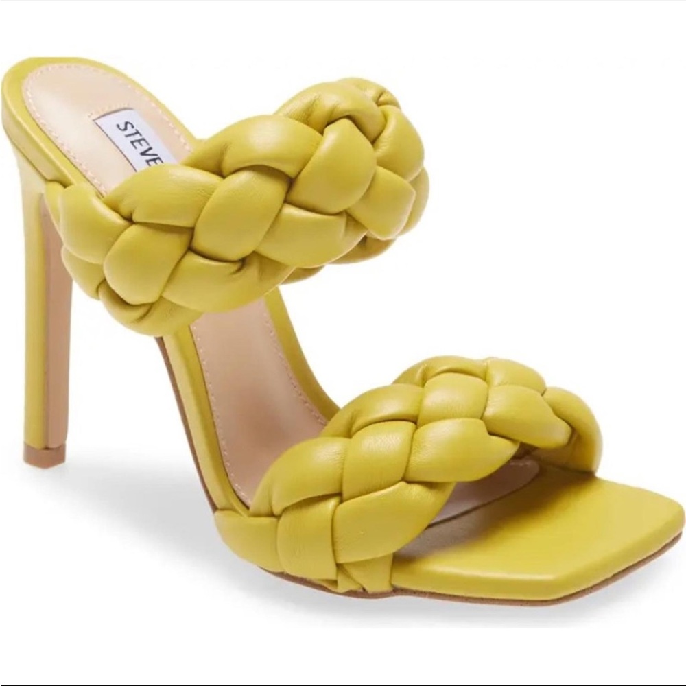 Steve Madden Yellow Braided High Heel Mule Sandals